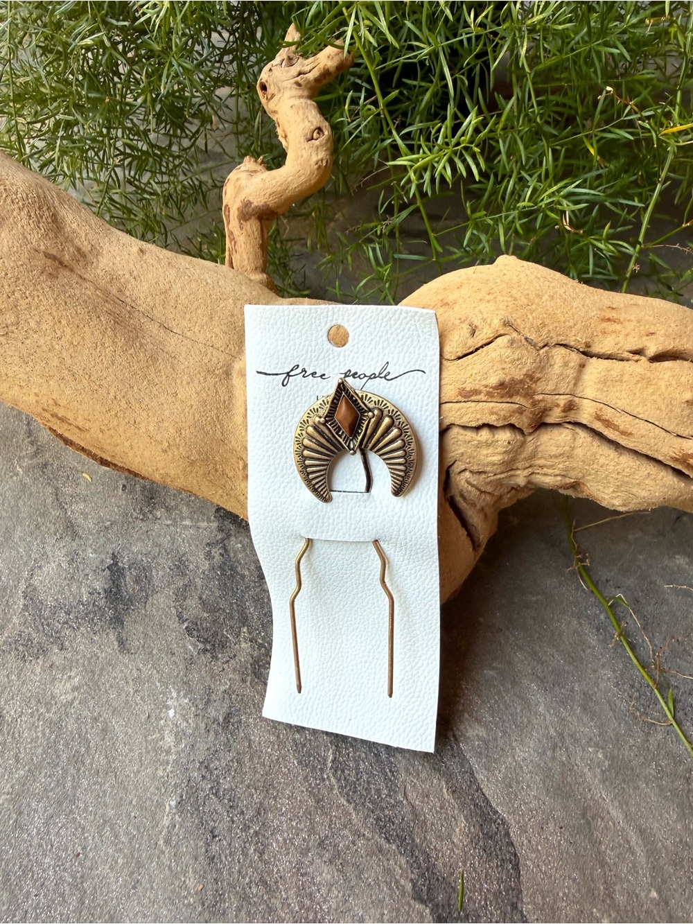 New🌟Free People-Townes-Gold and Brown stone Hair Pin